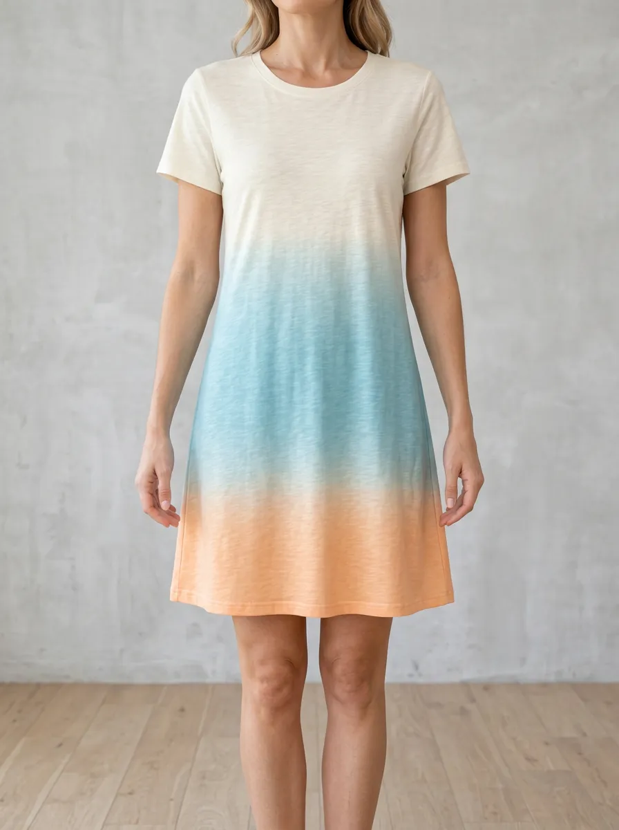 Women's Ombré Crew Neck T-Shirt Dress