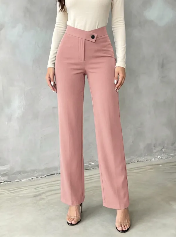 Women's Classic Weekend Asymmetric Waist Mid Rise Straight Leg Pants