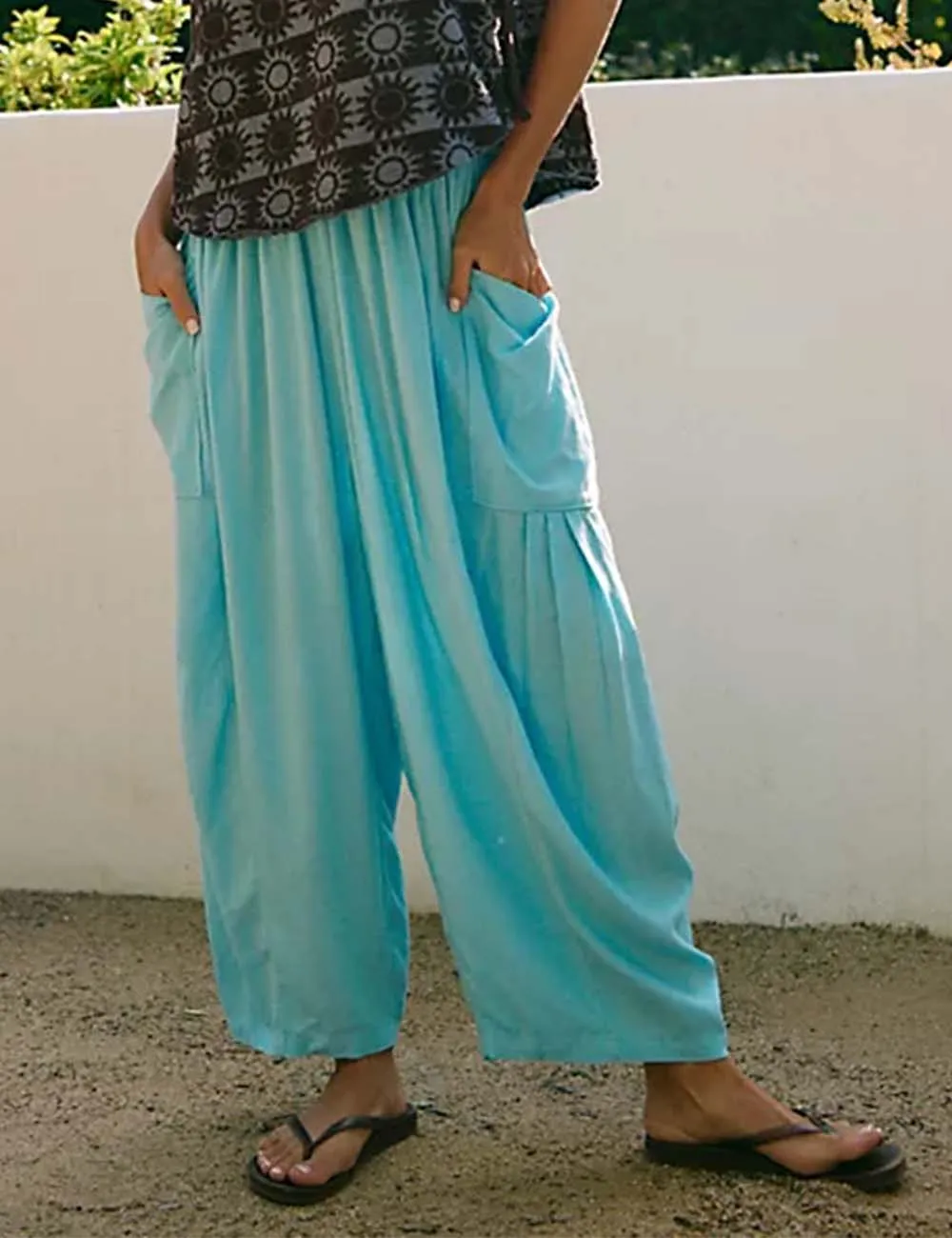 Elastic Waist String Tie Pocket Cozy Pants