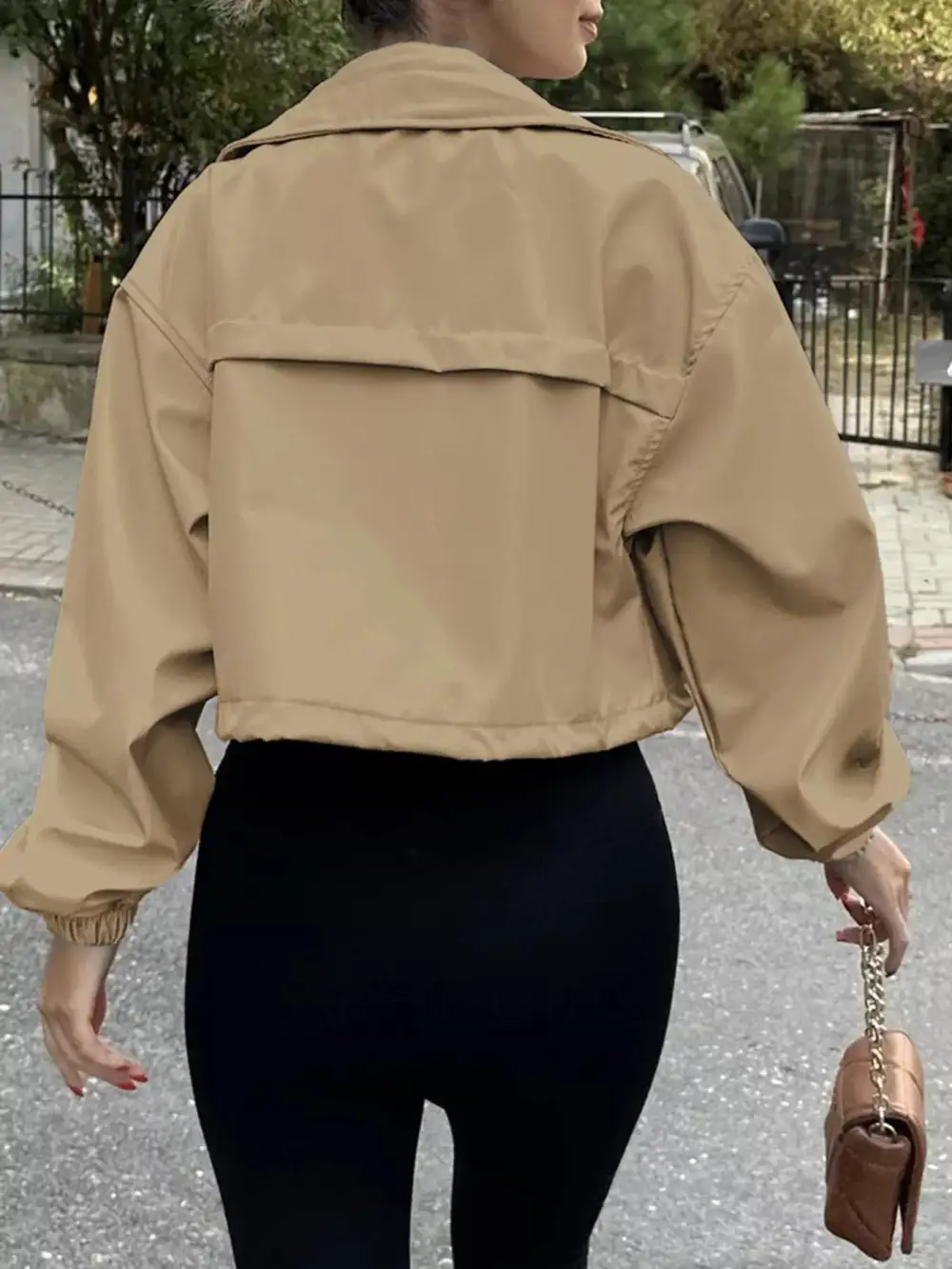 Drawstring Hem Zip Up Jacket
