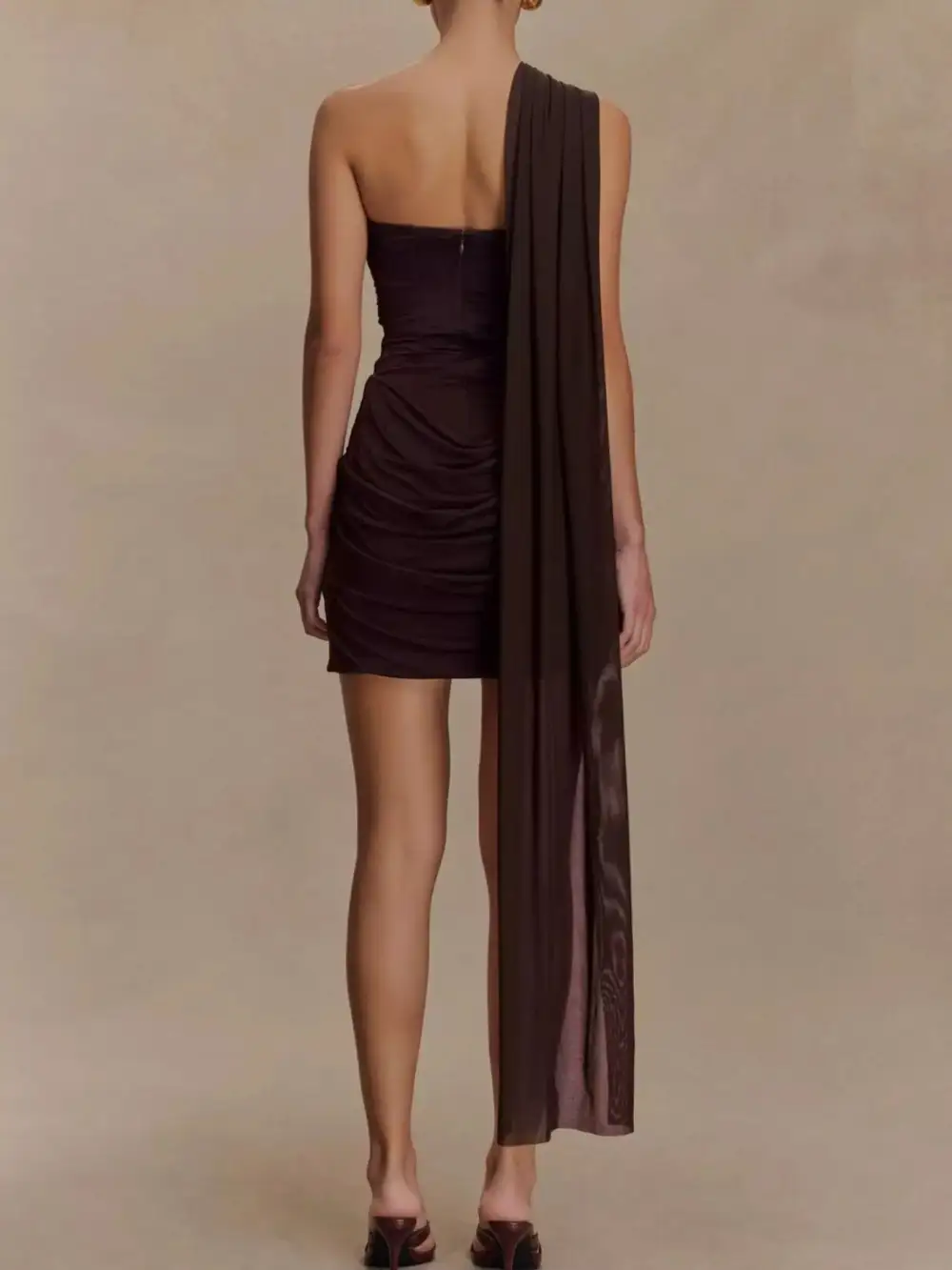 Textured Detail Ruched Mini Dress