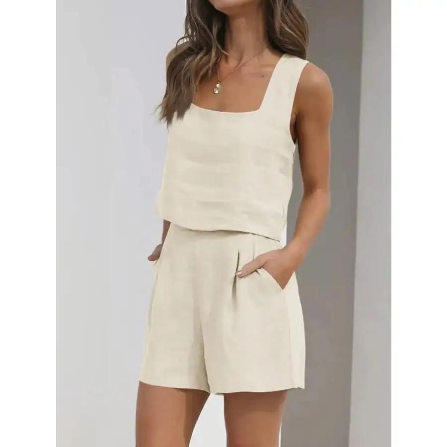 Square Neck Tank and Shorts Set