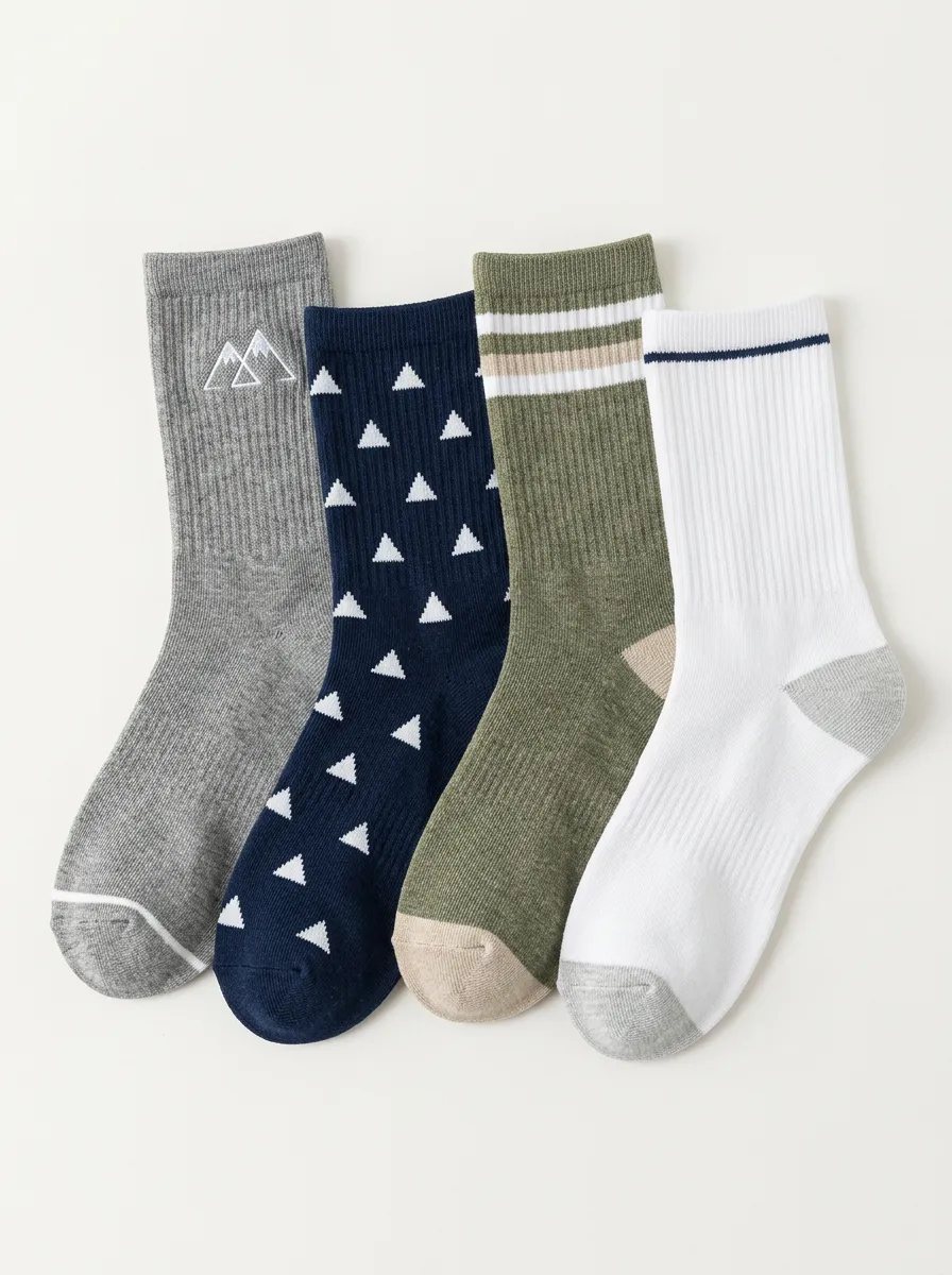 Comfort-Look Mountain Four-Pair Crew Socks