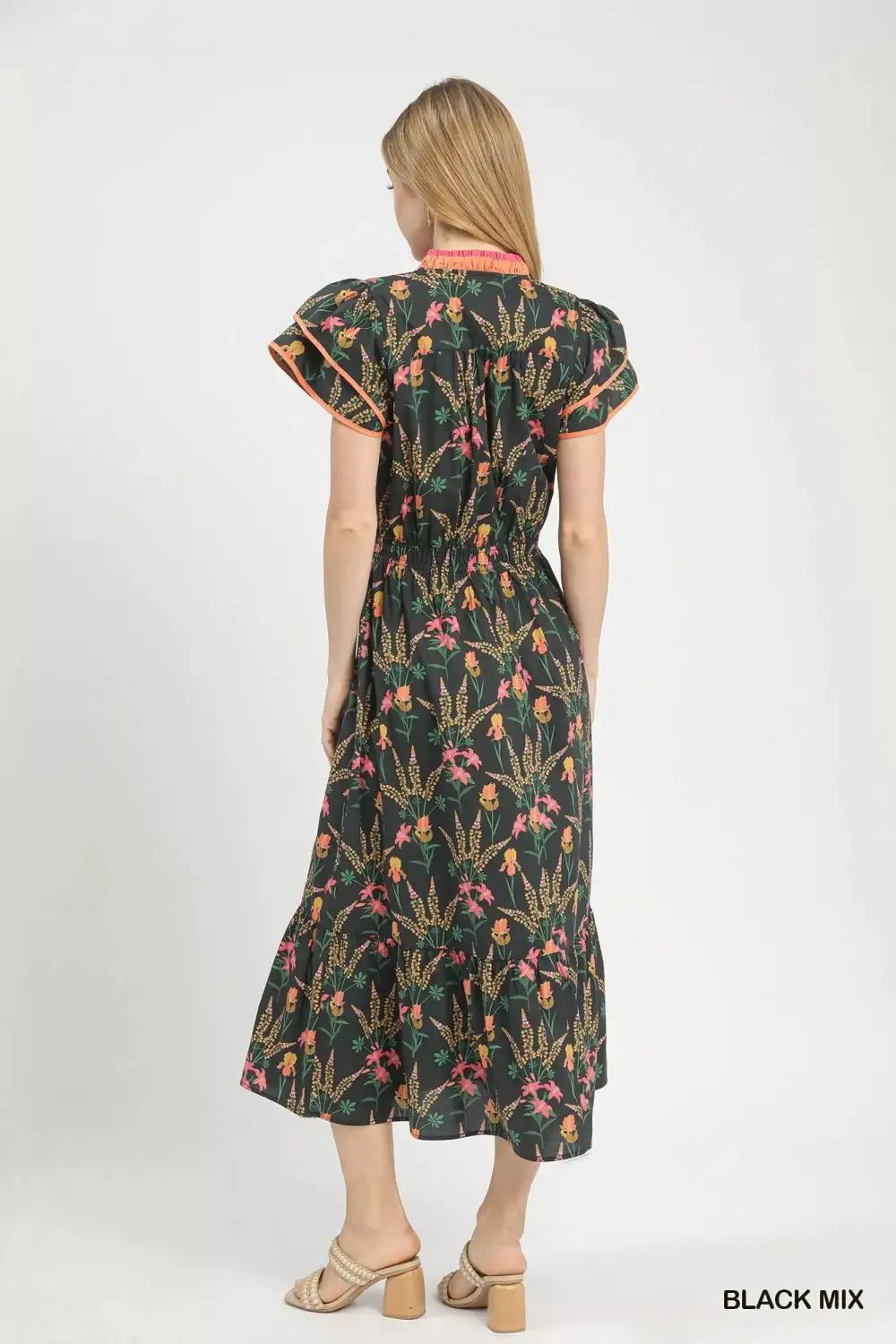 Everyday Floral Print Tiered Smocked Midi Dress