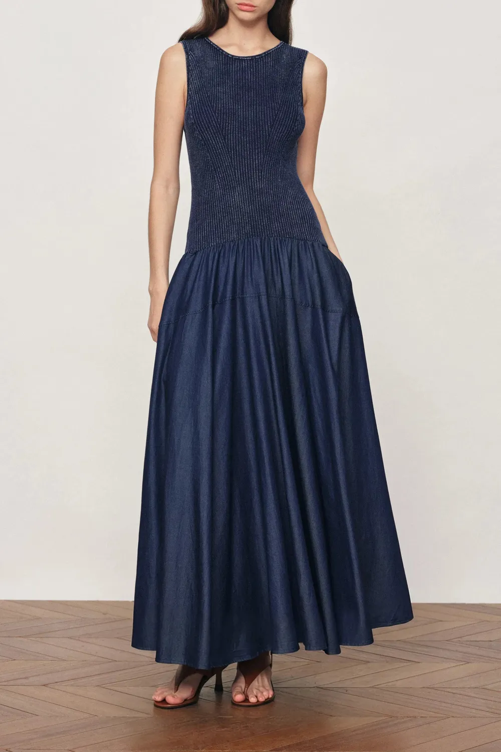 Sleeveless Cotton Knit Maxi Dress