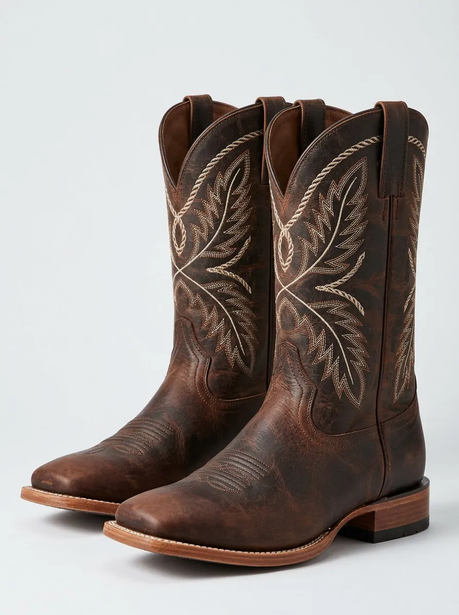 Men's Rodeo Inspired Western Cowboy Embroidered Cowboy Boots