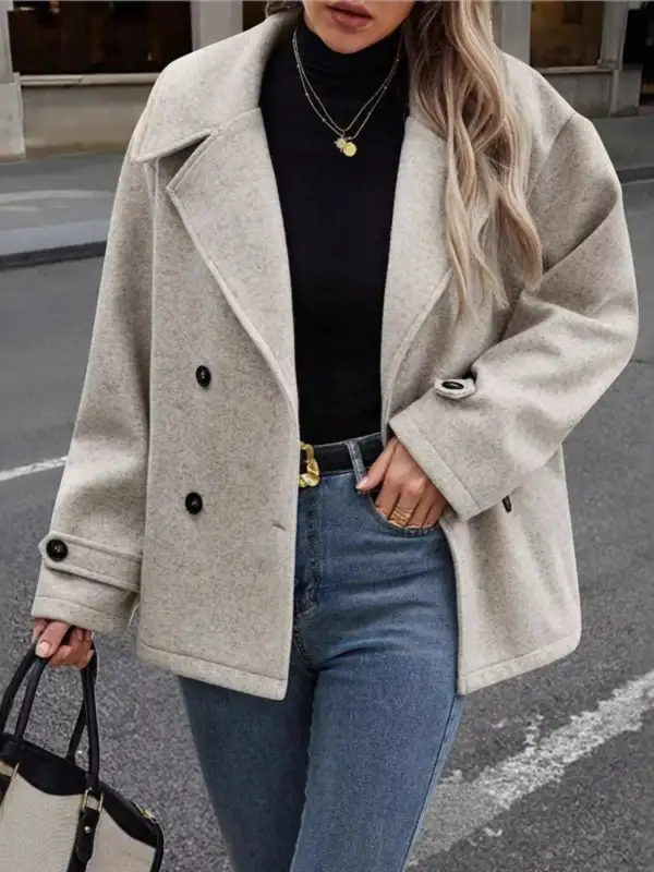 Double-breasted Wool Blend Casual Jacket