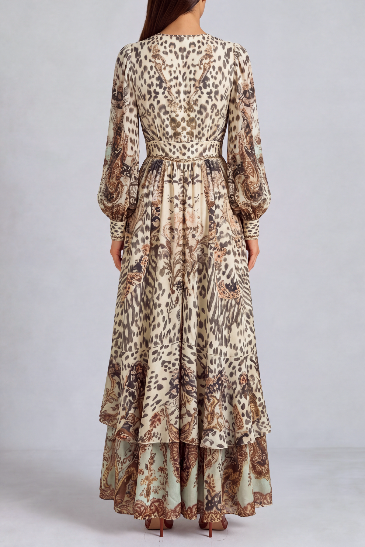 Leopard Pattern Printed Maxi Dress
