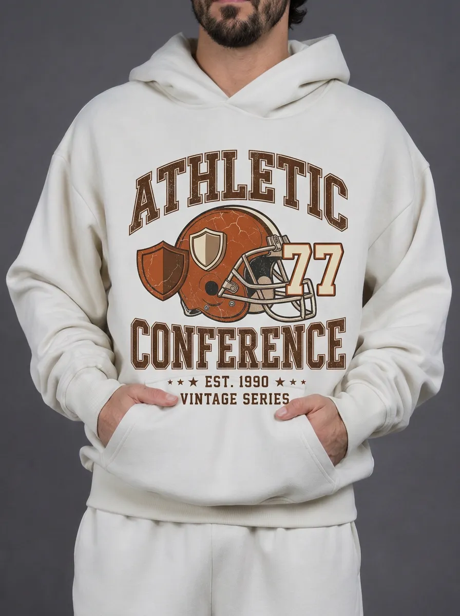 Men's American Football Athletic Conference 77 Printed Hoodie