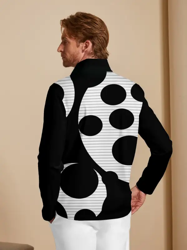 Refined Lightweight Colorblock Long Sleeve Golf Shirt