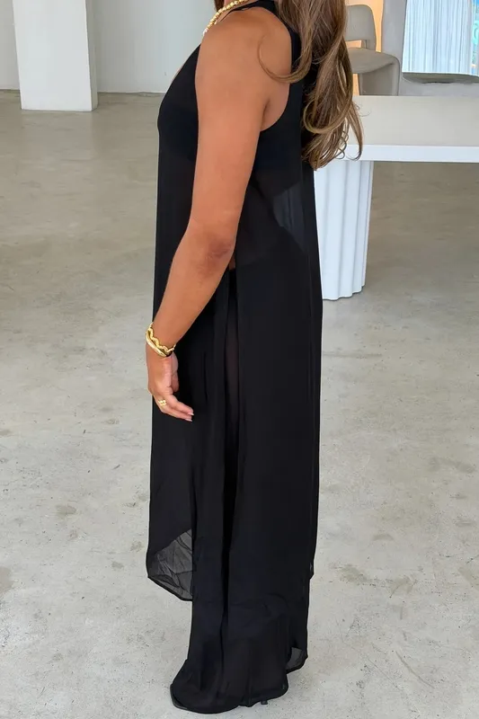 Black Sheer Tunic Dress