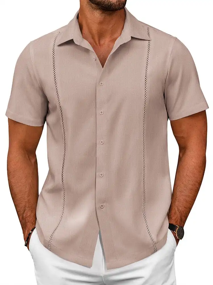 Tailored Casual Embroidered Camp Collar Shirt