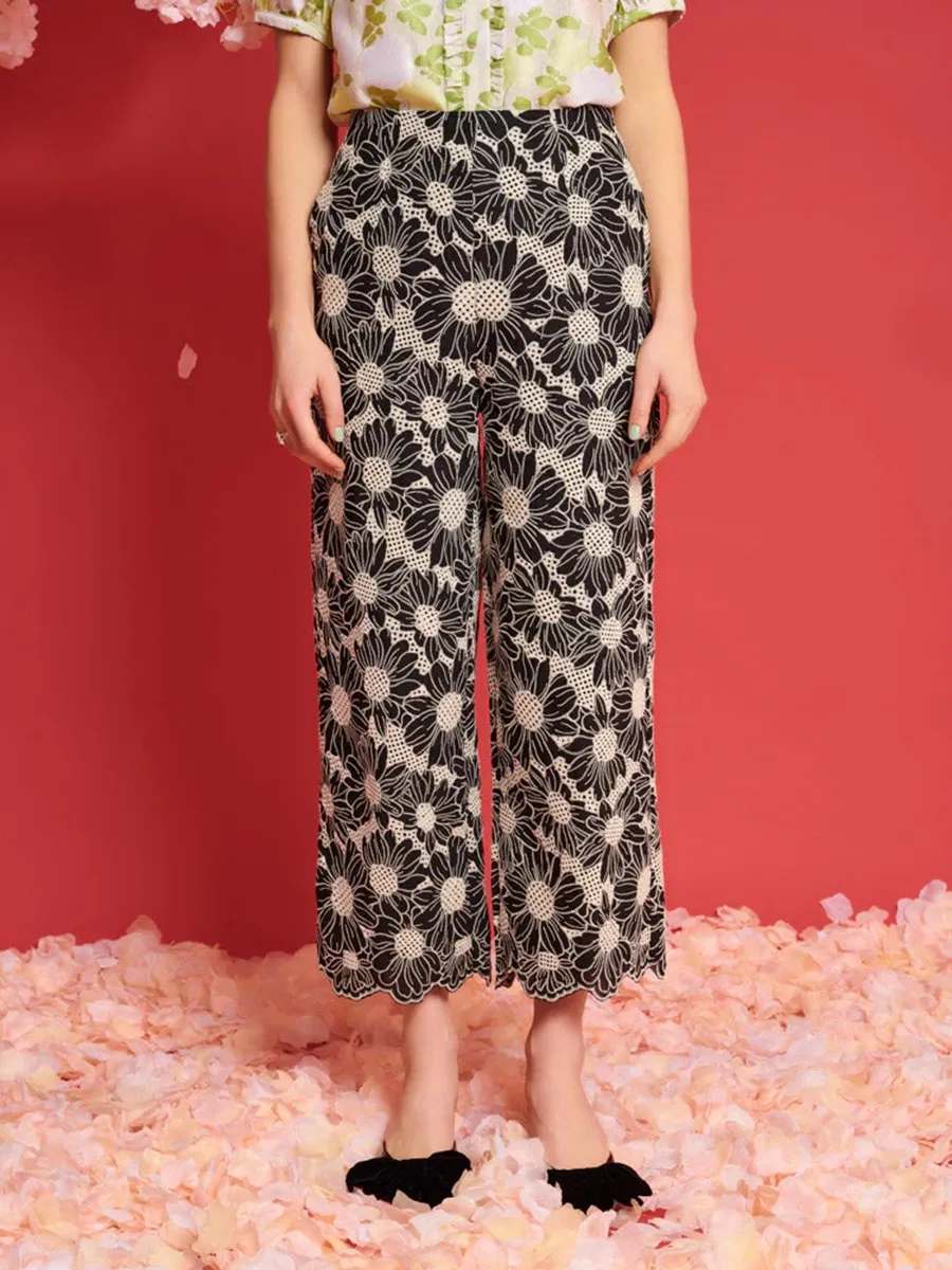 Casual Flower Haze Wide Leg Trousers