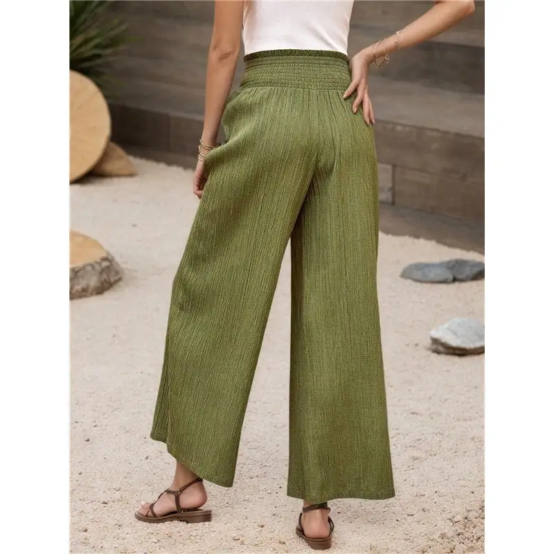 Women's High Waist Wide Leg Pleated Pants