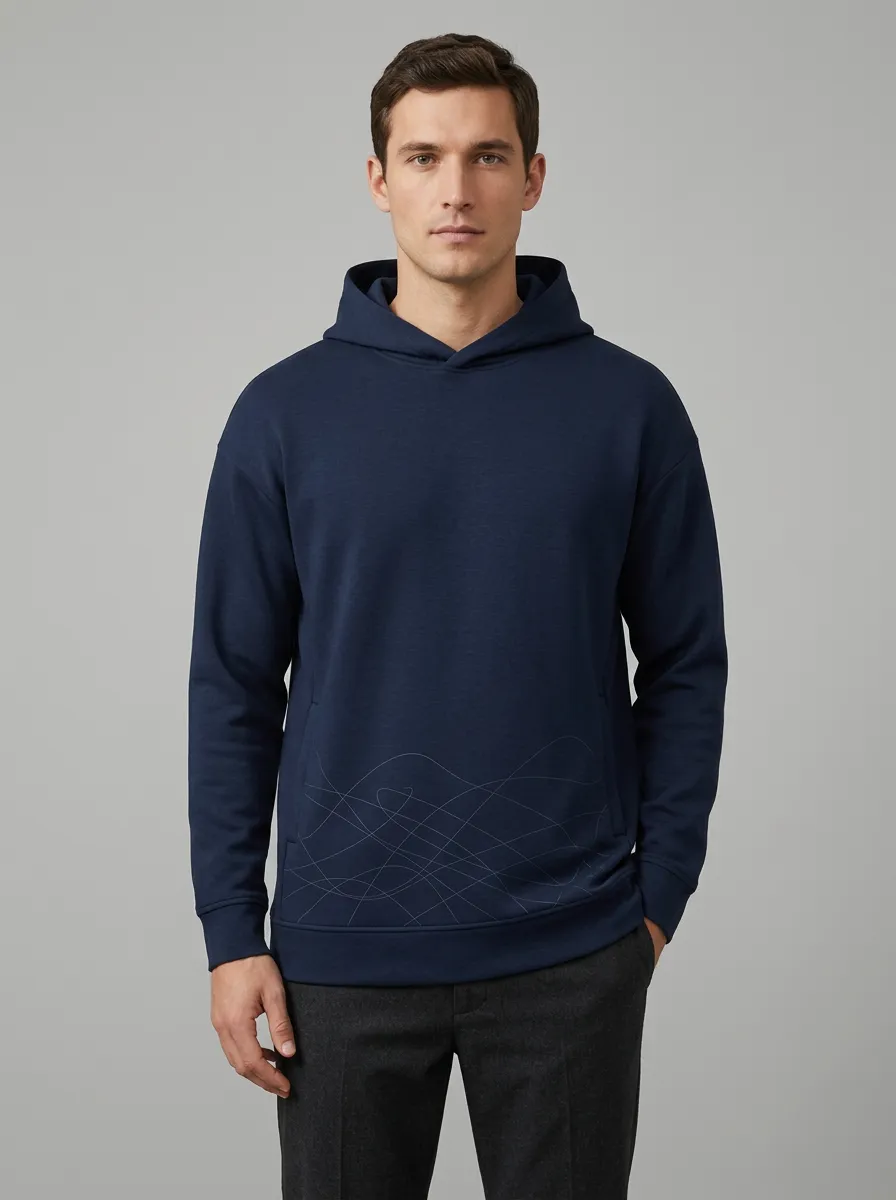 Men's Abstract Line Art Pattern Graphic Pullover Hoodie
