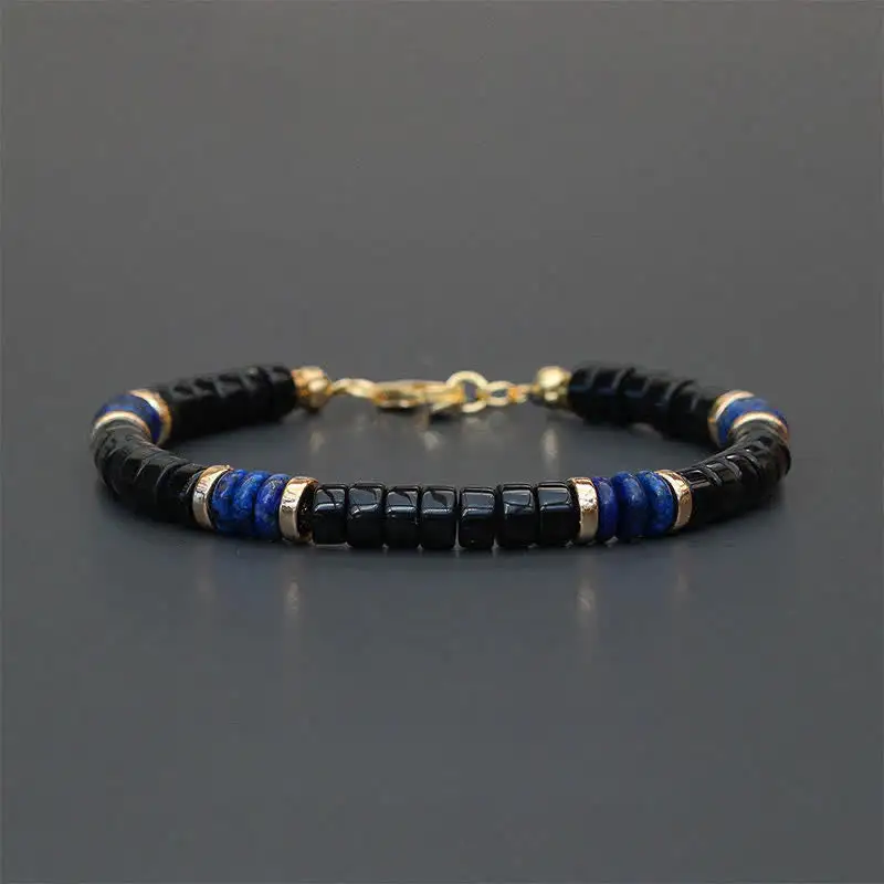 Lapis Lazuli Onyx Cube Bead Bracelet