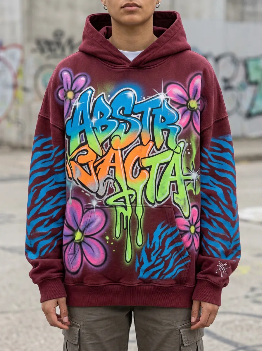 Unisex Streetwear Graffiti Flower Tiger Stripe Graphic Hoodie