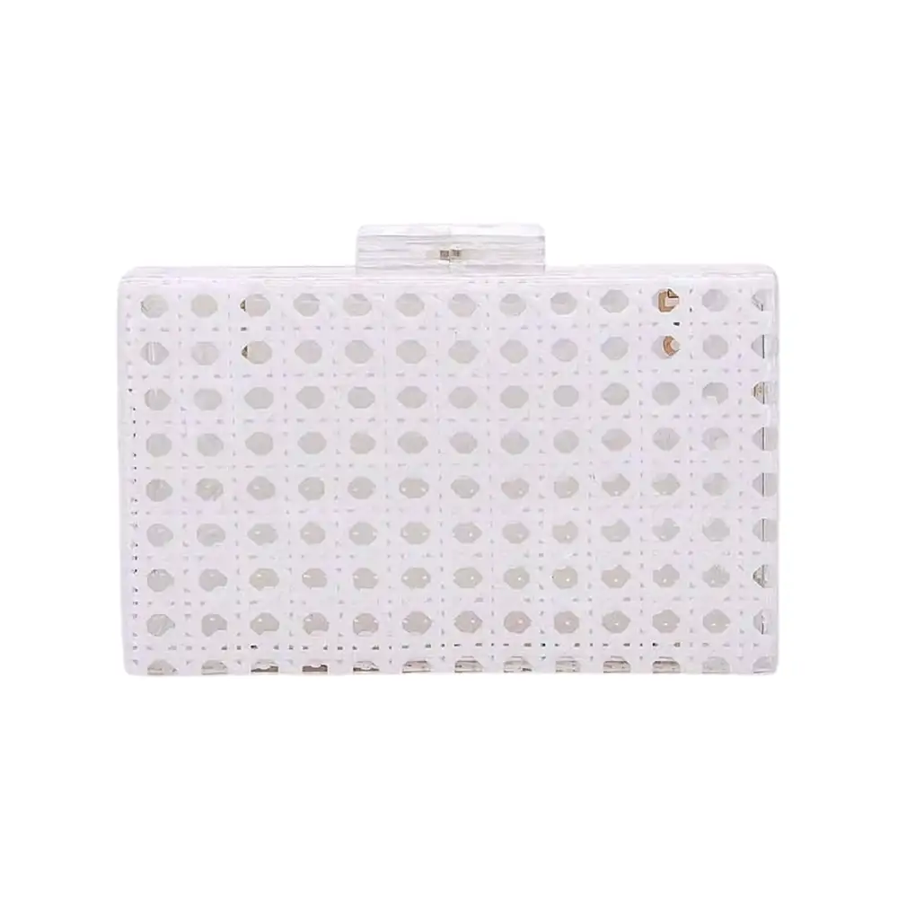 Modern Clear Box Clutch – White