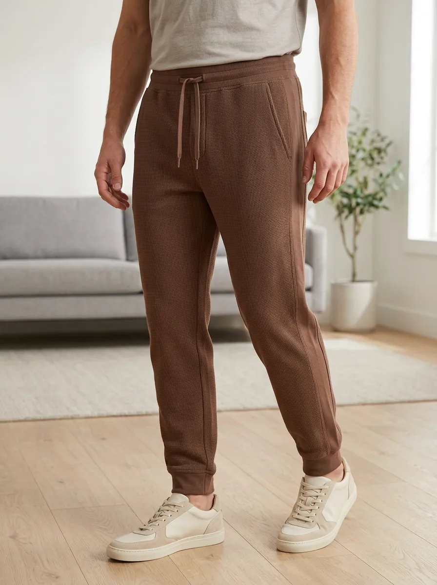 Men's Waffle Knit Drawstring Joggers Knit