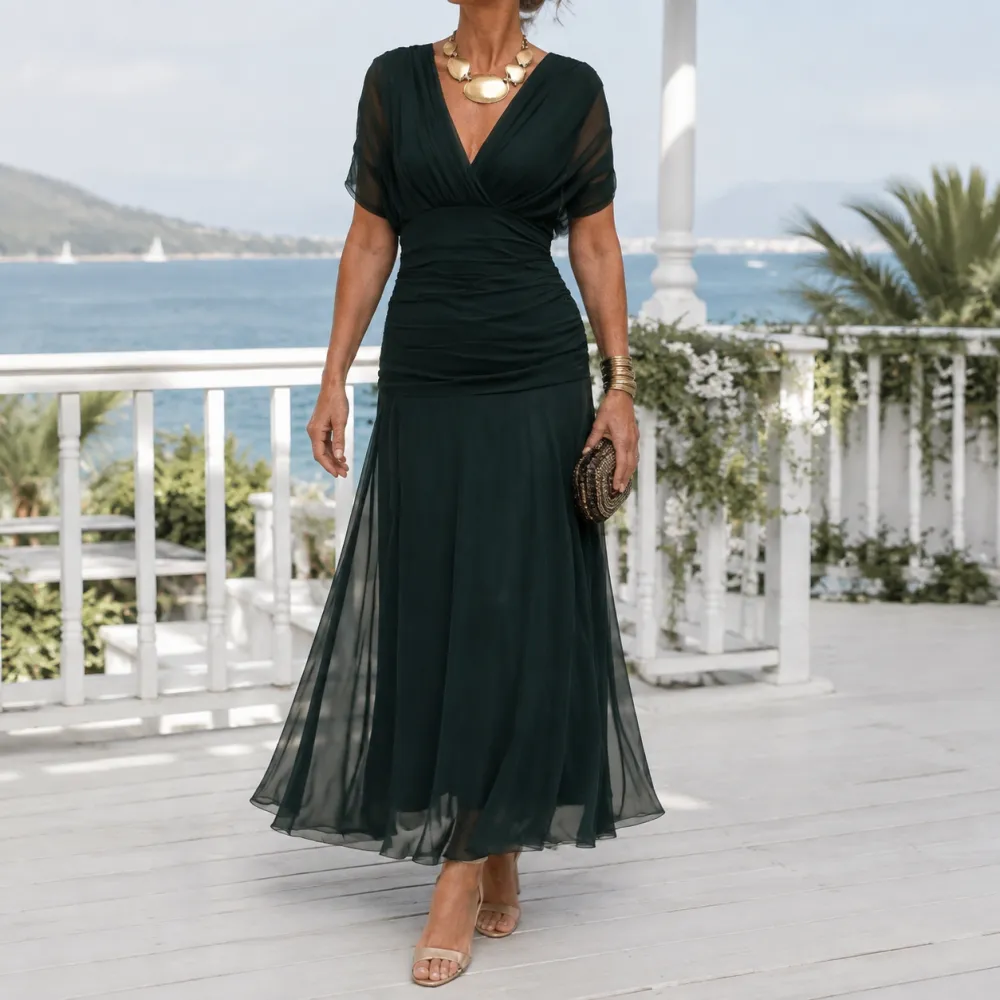 Ruched Wrap Maxi Dress
