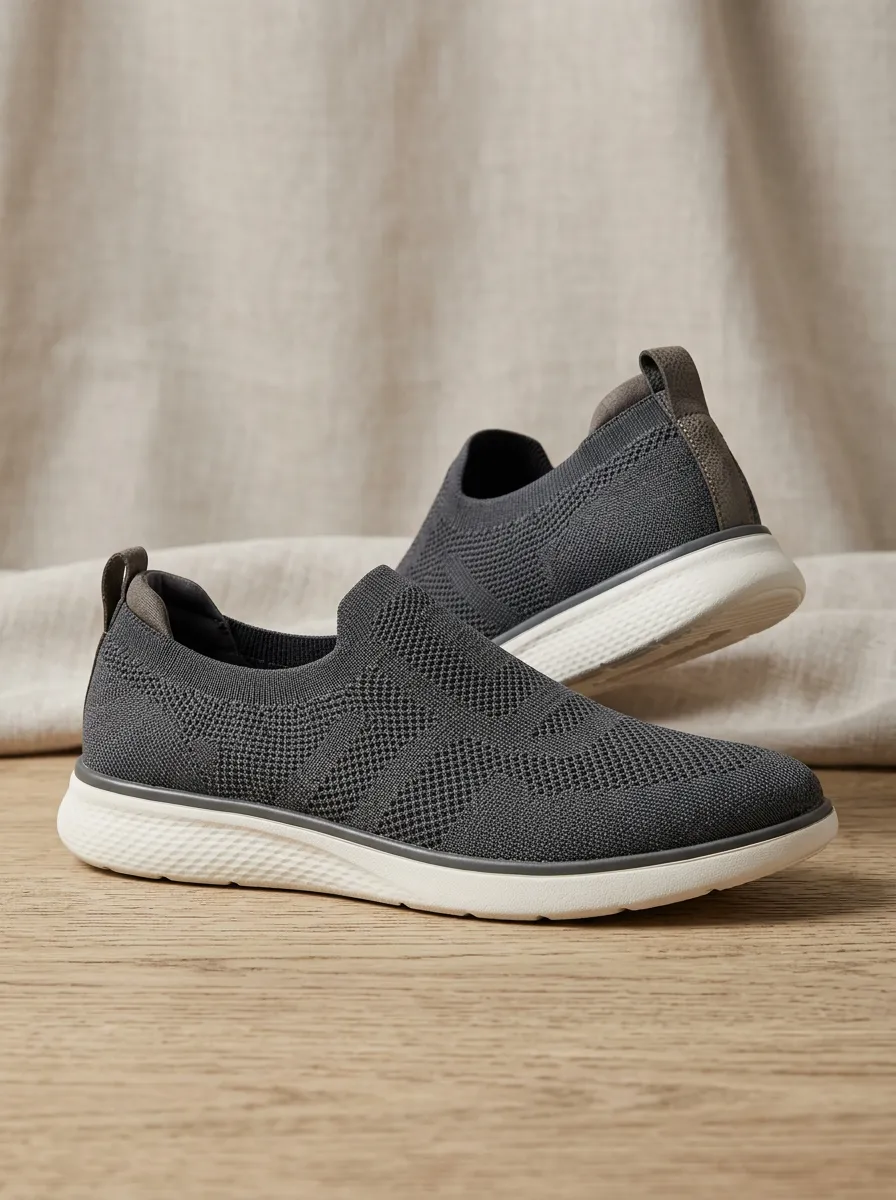 Practical Knit Graphic Winter Look Men's Stretch Canvas Shoes