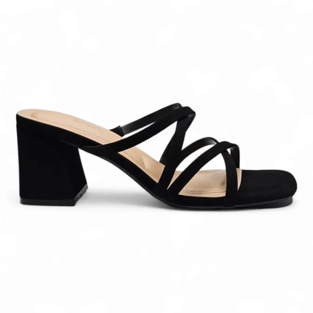 Queena Crisscross Strap Block Heel