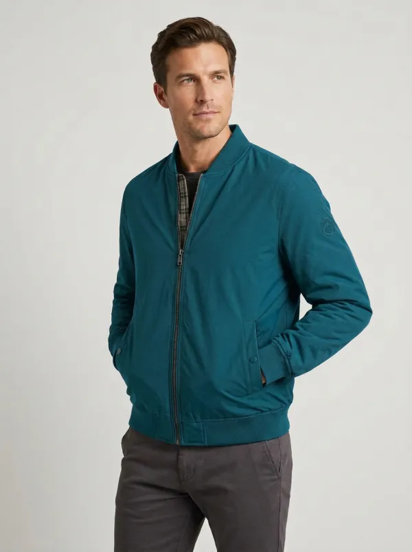 Men's Outdoor Adventure Mountain Logo Printed Bomber Jacket