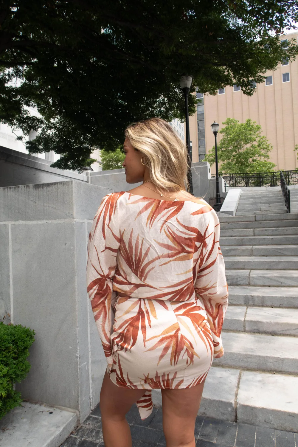 Floral Back Zipper Mini Skirt