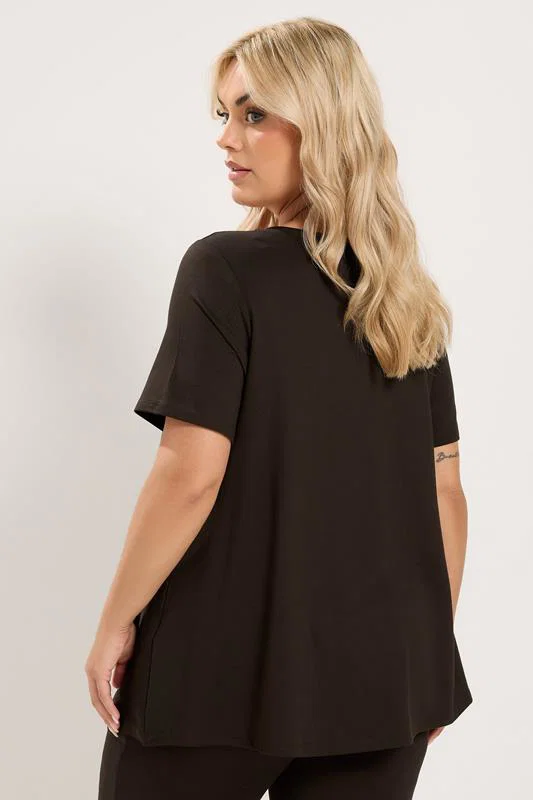 Chocolate Brown Button Front Top detail 2