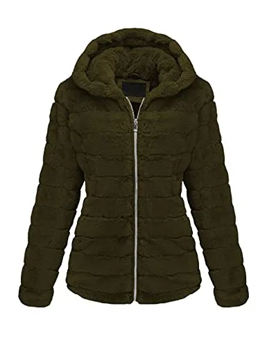 Women's Faux Fur Coat Shearling Fluffy Fuzzy Shaggy Hood Sherpa-Lined Fleece Jacket