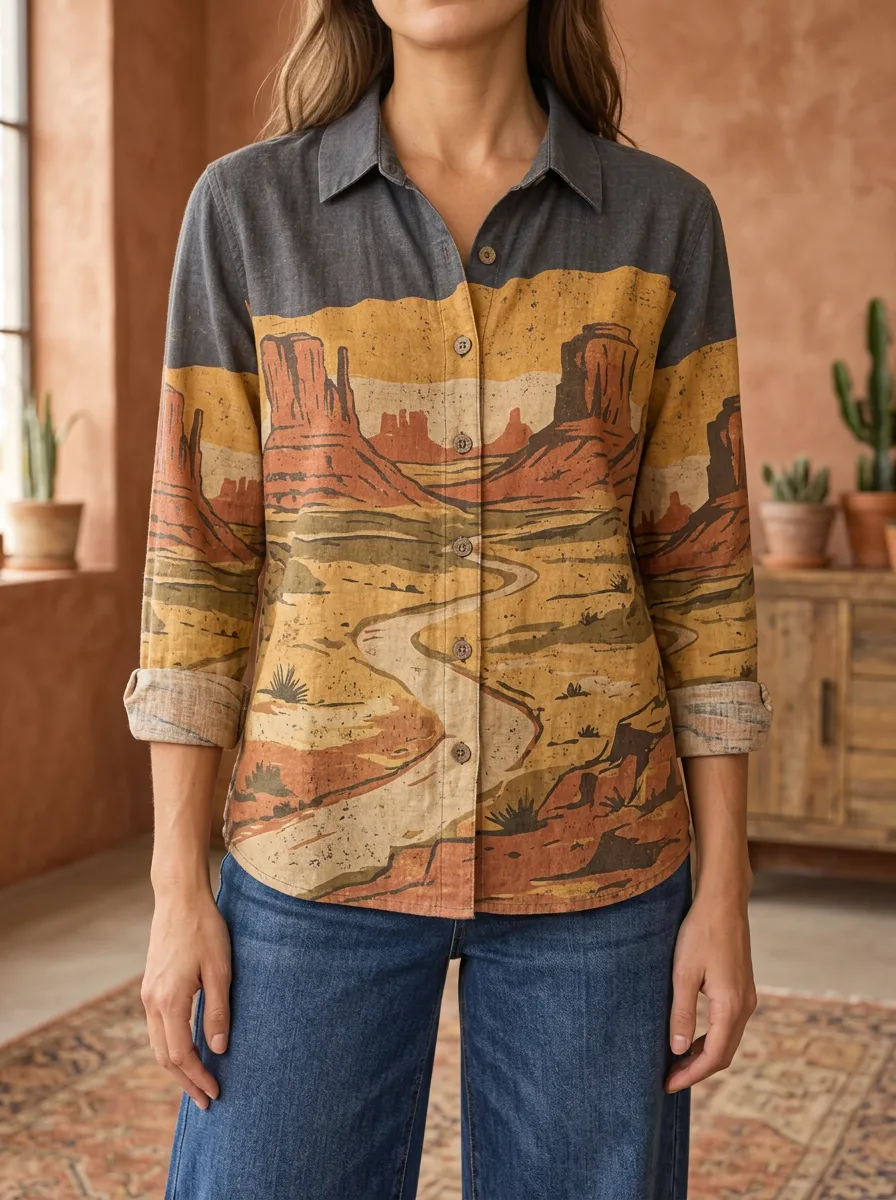 Women's Scenic Western Desert Landscape Shirt