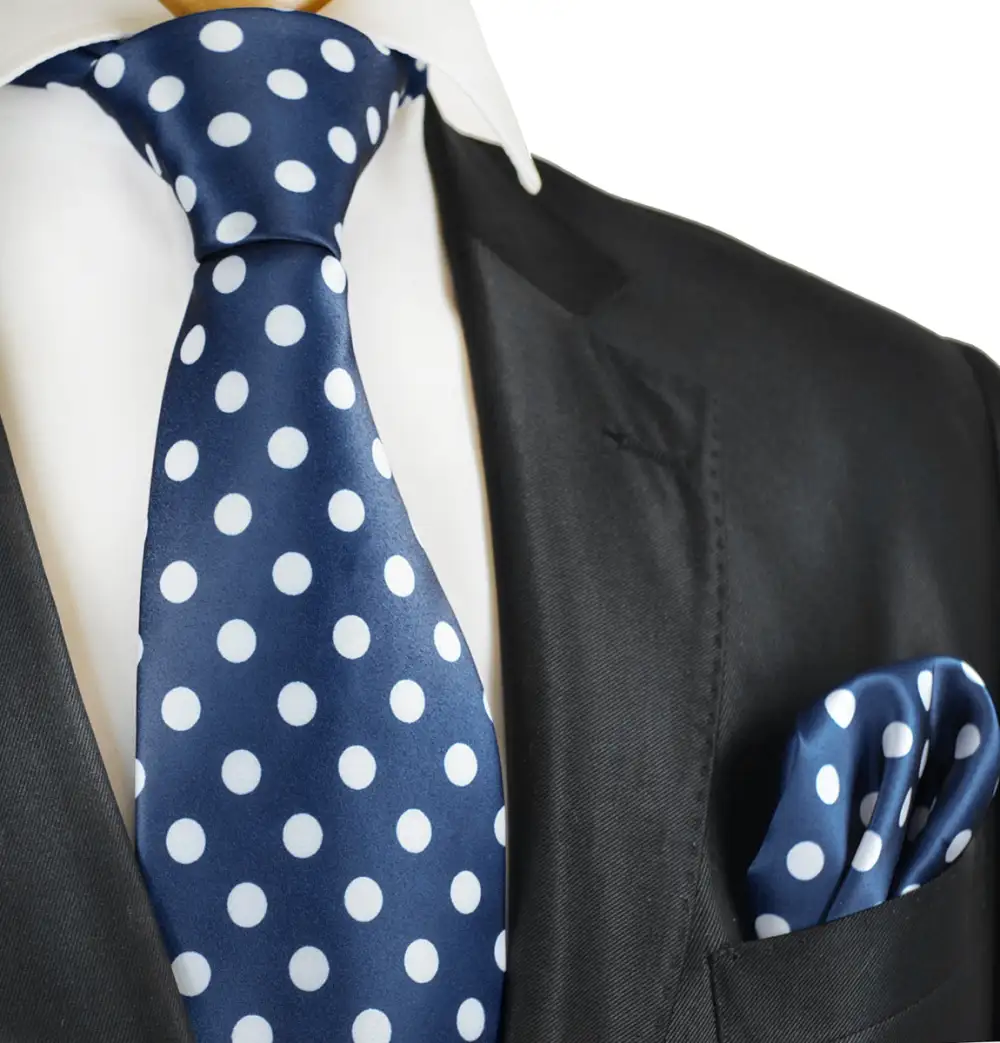 Polished Polka Dot Men's Necktie With Pocket Square