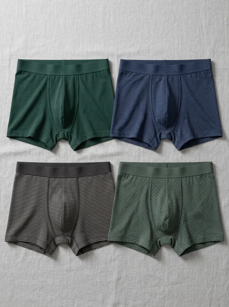 Men's Mixed Pattern Solid Striped Geometric Printed Boxer Briefs 4-Pack