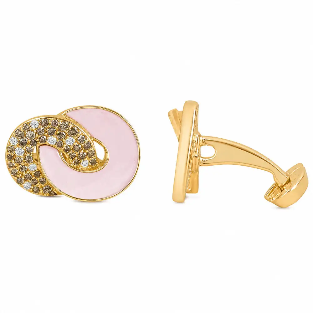 Classic Champagne Diamond Mother Of Pearl Cufflinks