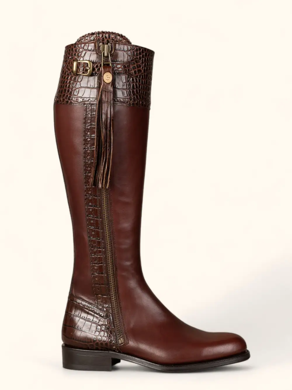 Sleek Country Mock Croc Tall Riding Boots