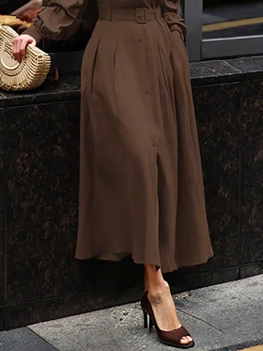 Pleated Shirt Maxi Dress
