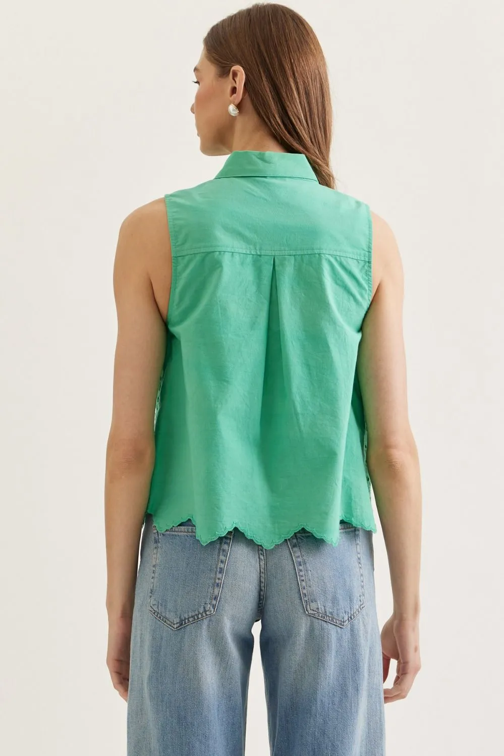 Neck Tie Eyelet Top