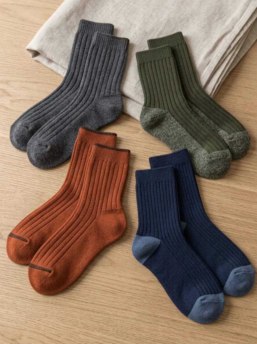 Men's Essential Signature Ribbed Knit Crew Socks Set