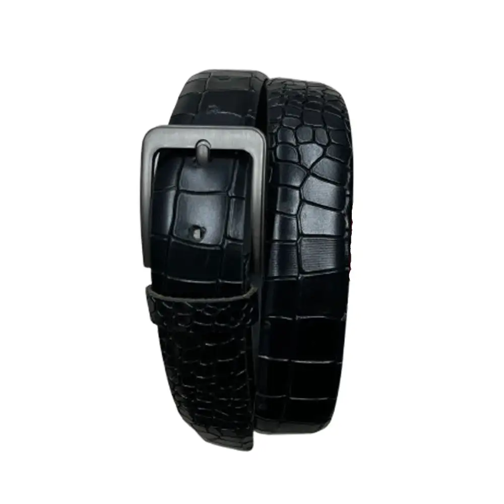 Crocodile Texture Leather Waist Belt