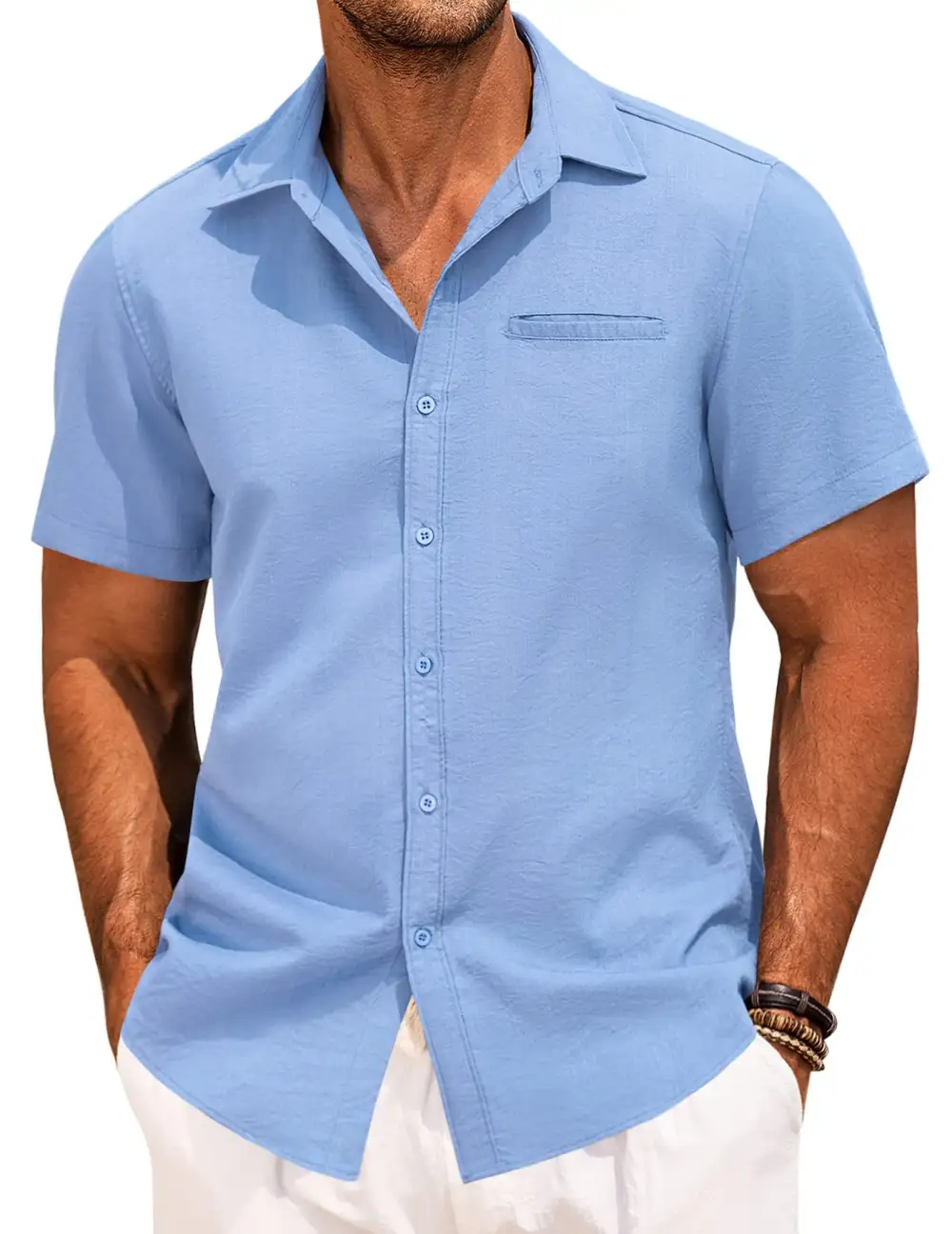 Linen Blend Button Front Shirt