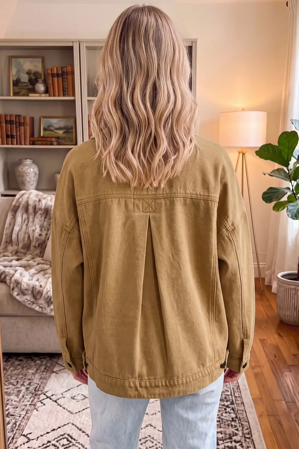 Button-Front Collared Denim Jacket