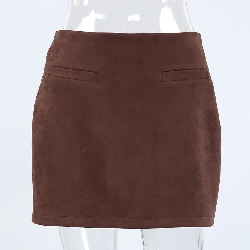 Lightweight Vintage Suede High Waist Pencil Skirt