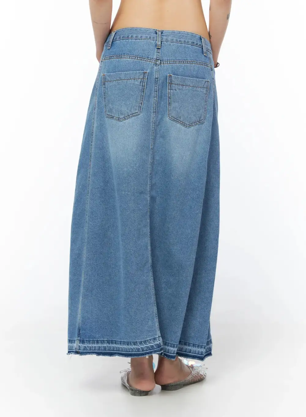 Flared Maxi Denim Skirt
