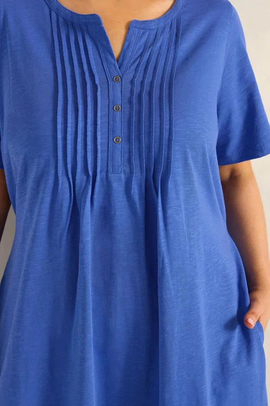 Blue Henley Cotton Dress detail 3