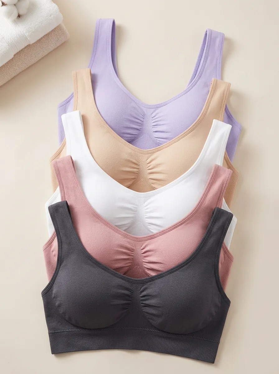 Classic Seamless Scoop-Neck Women's Wire-Free 5-Pack Bralette Set
