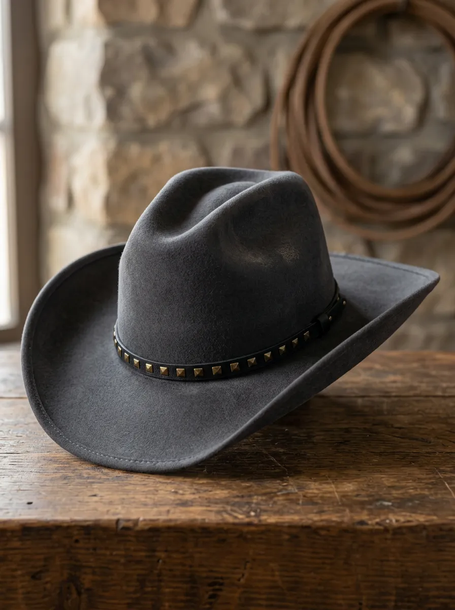 Unisex Felt Cowboy Hat with Stud Details
