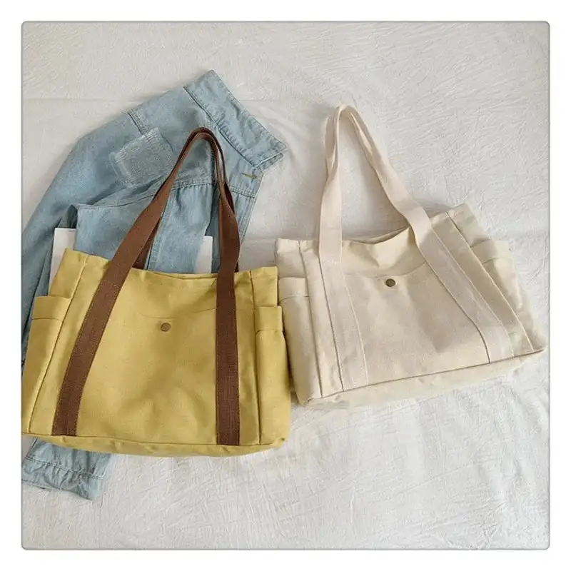 Minimalist Mustard Canvas Everyday Tote Bag