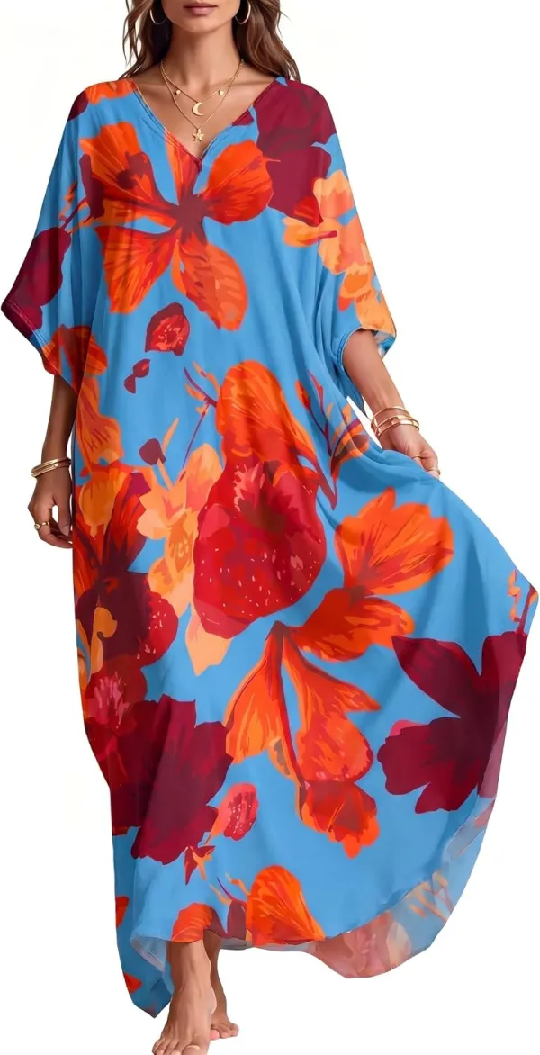 Women Moomoo Dress Beach Cover Ups for Women Long Kaftan Nightgown Muumuu Plus Size Caftan