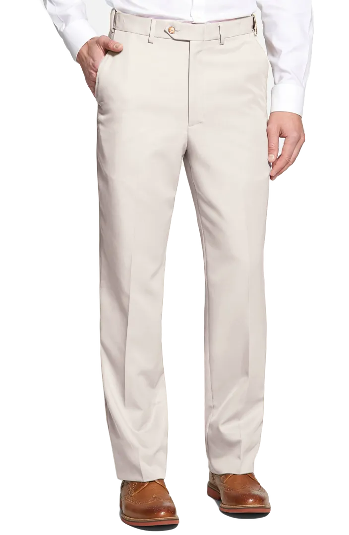 Poplin Flat Front Short Rise Long Rise Adjustable Waist Trousers