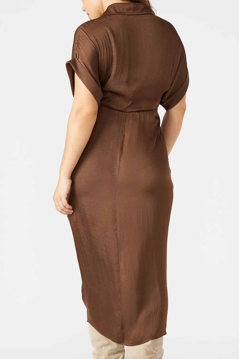 ROLLED COLLAR DRESS RED